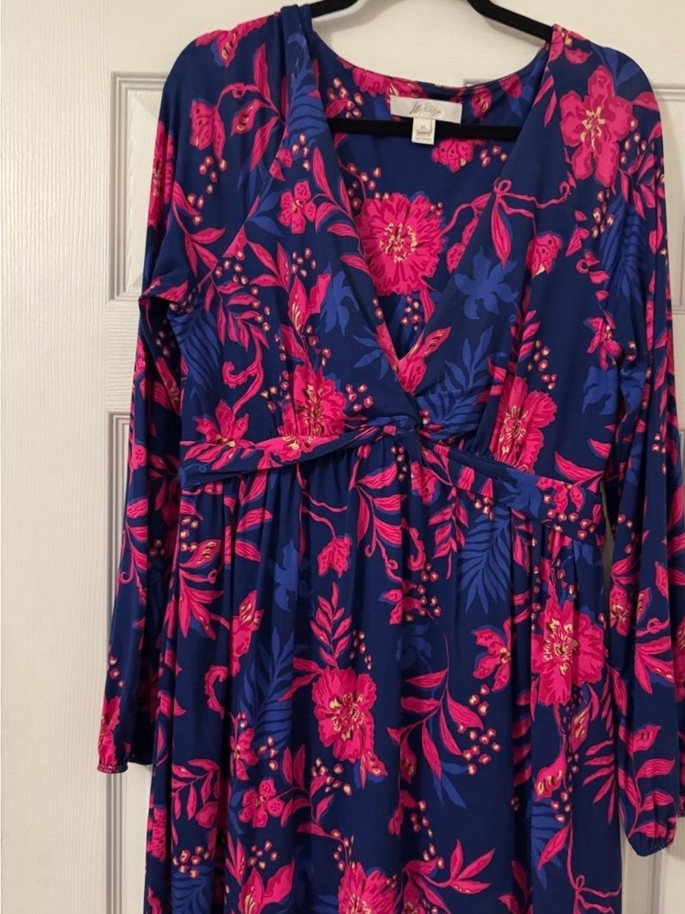 Lilly Pulitzer Navy Dress with Hot Pink Floral Print